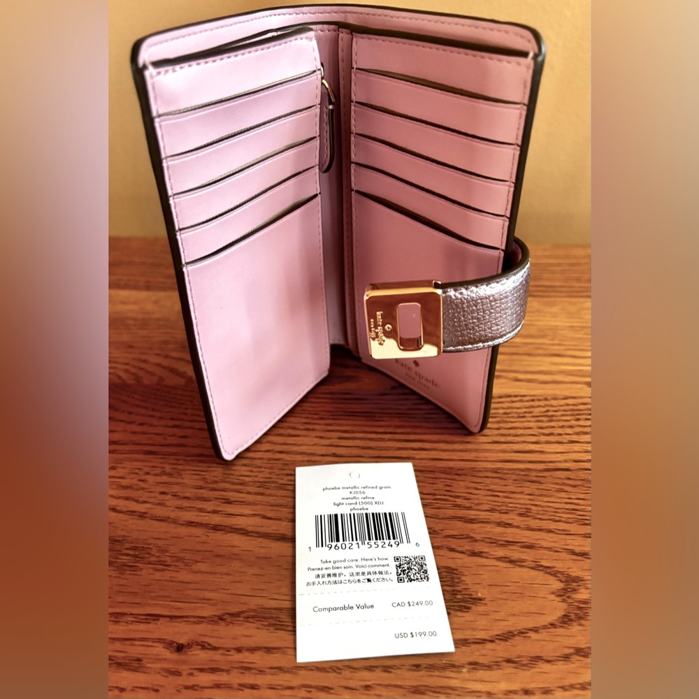 NWT Kate Spade Phoebe Metallic Medium Wallet. - Picture 4 of 5
